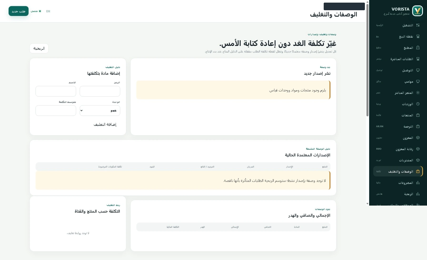 واجهة الوصفات والتغليف في فوريستا، بعد حجب الهوية التجريبية.